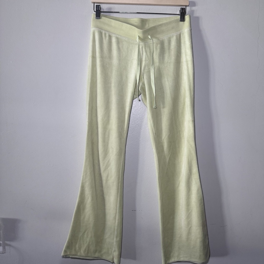 Vintage SO Velour Low Rise Flare Pants Green Women's Small Y2K